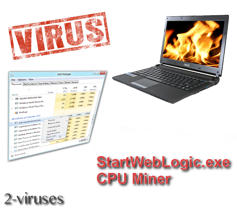 StartWebLogic.exe CPU Miner remove