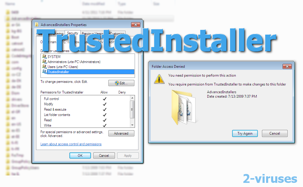 Trustedinstaller как вернуть права windows 10